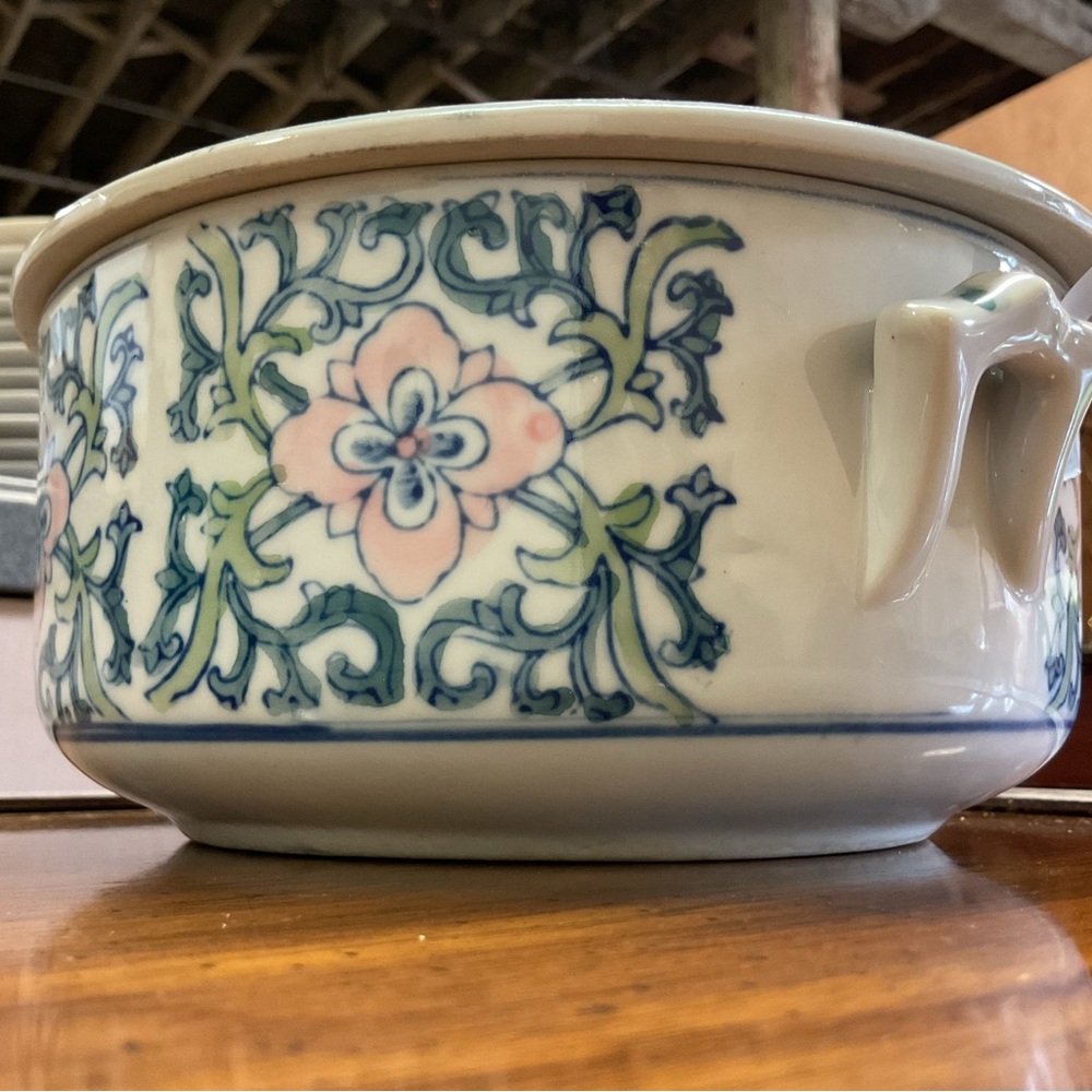 Floral Ceramic Bowl with Handles